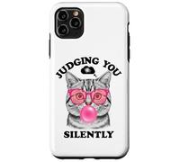 Judging You Silently Funny Cat Blowing a Bubble Gum Cat Mom Custodia per iPhone 11 Pro Max