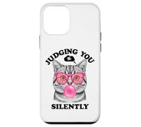 Judging You Silently Funny Cat Blowing a Bubble Gum Cat Mom Custodia per iPhone 12 mini