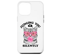 Judging You Silently Funny Cat Blowing a Bubble Gum Cat Mom Custodia per iPhone 12 Pro Max