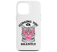 Judging You Silently Funny Cat Blowing a Bubble Gum Cat Mom Custodia per iPhone 13 Pro Max