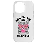 Judging You Silently Funny Cat Blowing a Bubble Gum Cat Mom Custodia per iPhone 14 Pro Max