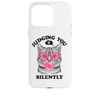 Judging You Silently Funny Cat Blowing a Bubble Gum Cat Mom Custodia per iPhone 15 Pro Max