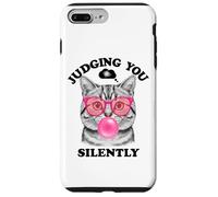 Judging You Silently Funny Cat Blowing a Bubble Gum Cat Mom Custodia per iPhone 7 Plus/8 Plus