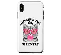 Judging You Silently Funny Cat Blowing a Bubble Gum Cat Mom Custodia per iPhone XS Max