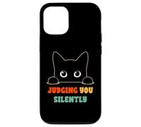 Judging You Silently Funny Saying Black Cat Lover Sarcastico Custodia per iPhone 12/12 Pro