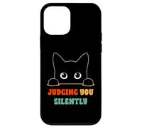 Judging You Silently Funny Saying Black Cat Lover Sarcastico Custodia per iPhone 12 mini