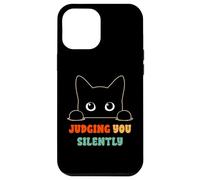 Judging You Silently Funny Saying Black Cat Lover Sarcastico Custodia per iPhone 12 Pro Max