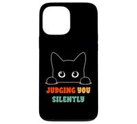 Judging You Silently Funny Saying Black Cat Lover Sarcastico Custodia per iPhone 13 Pro Max