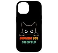 Judging You Silently Funny Saying Black Cat Lover Sarcastico Custodia per iPhone 14