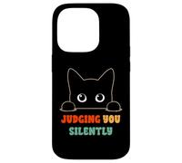 Judging You Silently Funny Saying Black Cat Lover Sarcastico Custodia per iPhone 14 Pro