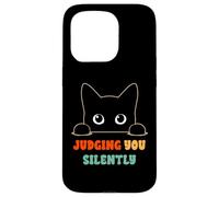 Judging You Silently Funny Saying Black Cat Lover Sarcastico Custodia per iPhone 15 Pro