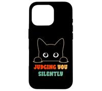 Judging You Silently Funny Saying Black Cat Lover Sarcastico Custodia per iPhone 16 Pro