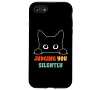 Judging You Silently Funny Saying Black Cat Lover Sarcastico Custodia per iPhone SE (2020) / 7/8