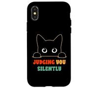 Judging You Silently Funny Saying Black Cat Lover Sarcastico Custodia per iPhone X/XS