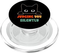 Judging You Silently Funny Saying Black Cat Lover Sarcastico PopSockets PopGrip per MagSafe