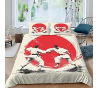 Judo Fighters InSet Di Copripiumino 3 Pezzi stampa 3D con cerniera Japanese Martial Arts copripiumino con federa soffice ultra morbido e traspirante for bambini adulti ragazzi Super king（260x220cm）