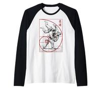 Judo Throw Fibonacci Spiral Arti Marziali Kanji Budo Maglia con Maniche Raglan
