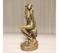 JUDUOYANXIAN Decorazione antica, 14,7 x 5,9 cm, bella scultura da donna, ornamento da scrivania, in ottone antico, statua femminile per decorazione della casa, decorazione per interni e artigianato