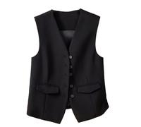Judy1980 Gilet Da Donna Blazer Senza Maniche, Elegante Gilet Da Ufficio Da Lavoro Abbottonato Cappotto Gilet Da Festa Retrò, Gilet Da Abito Elegante Con Scollo A V, Nero, S