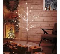 JUDYY Betulla con LED Bianco Caldo 48 LED 120 cm,Betulla,Decorazioni Natalizie,Alberi di Natale-345142