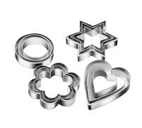 Juego De 12 Cortadores De Galletas: Corazón, Estrella, Círculo, Flor, 4 Formas - Cortador De Galletas De Acero Inoxidable - Juego Variado De Cortadores De Galletas Herramientas Para Hornear Pasteles D