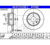 Juego de 2 discos de freno ATE 24.0113-0182.1 per SKODA FELICIA 1.9 D