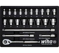 WIHA 44708 - Set di chiavi a bussola, esagono esterno, 3/8'', 23 pezzi
