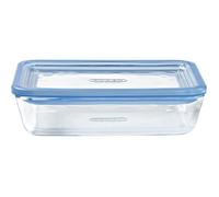 Pyrex Zero Plastic - Set di 3 contenitori di conservazione rettangolari in vetro borosilicato, coperchi in vetro, adatti al forno, coperchio piano cottura, 1,5 l, made in France