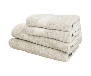 JUEGO DE 4 TOALLAS DE BAÑO: 450 GR/M2 100% ALGODÓN BEIGE