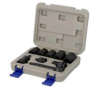 Juego de 9 vasos hexagonales de impacto de 1/2", en caja de plástico