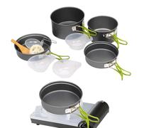 Juego De Cocina Para Camping | Utensilios Para Senderismo Y Picnic - Olla Portátil Con Asa Aventuras Al Aire Libre, Viajes, Acampada Y Excursionismo | Juego Cocina Antiadherente Apilable Asa Camp