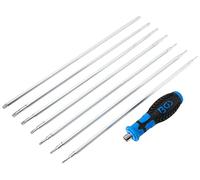 Juego de destornilladores con puntas intercambiables | perfil en T (para Torx) / T-Star (para Torx Plus) con perforación | 8 piezas