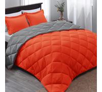 Juego de edred n Basic Beyond Queen - Edred n naranja reversible para cama Queen, para todas las estaciones, gris llama/carb n, 1 edred n, 88