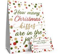 Juego de fiesta de Navidad: Cu ntos besos? - Letrero de pie y 30 cartas