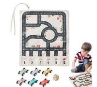 Juego De Juegos De Autos De Madera - Set Carreras Madera, Vehículos Mini | Tapete Lienzo Didáctico For Viaje Diversión Creativa Habilidades Motoras Aprendizaje Preescolar Actividad Lúdica Casa Parque.