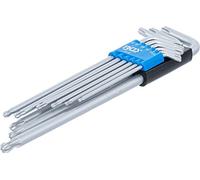 Juego de llaves allen | extra larga | perfil en T (para Torx) con cabeza de bola T10 - T50 mm | 9 piezas