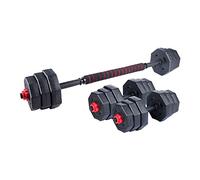 Set Manubri Convertibili in Bilanciere 19Kg Totali 12 Dischi Pesi Plastica Dura