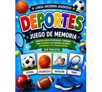 Juego de Memoria de Deportes para Niños: Divertido juego de recortar y combinar para aprender los deportes, mejorar la memoria y la concentración | 224 tarjetas | De 4 a 8 años