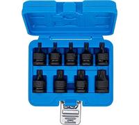 Juego de puntas de vaso de impacto | entrada 12,5 mm (1/2") | perfil en T (para Torx) T20 - T70 | 9 piezas