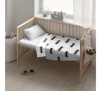 JUEGO DE SÁBANAS CON ALMOHADA Y BAJERA ESTAMPADAS 100% ALGODÓN MODELO BATMAN BASIC PARA CUNA