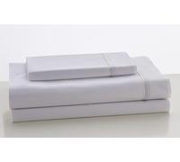 Juego de sábanas de algodón de 600 hilos color blanco. Cama de 200 cm. 4 piezas