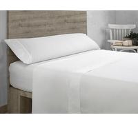 Juego de sábanas de algodón orgánico color blanco. Acabado en doble pespunte. Cama de 200 cm. 4 piezas