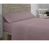 Juego de sábanas de algodón orgánico color néctar. Acabado en doble pespunte. Cama de 150 cm. 3 piezas