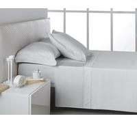 Juego de sábanas de satén efecto listado color perla. Cama de 105 cm. 3 piezas