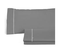 Juego de sábanas liso color titanio. Cama de 180 cm. 4 piezas