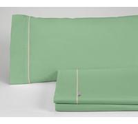 Juego de sábanas liso color verde albahaca. Cama de 150 (2 alm) cm. 4 piezas