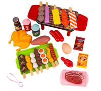 Juego De Simulación De Barbacoa Para Niños: Kit De Cocina Con Parrilla De Juguete, Colección De Brochetas De Comida Para Jugar | Simulación De Cocina Realista, Juguete De Entretenimiento De Aprendizaj