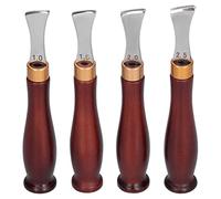 Juego profesional de 4 piezas de biseladoras para cuero con mango de madera, set de cortadores de bisel para cuero para manualidades DIY, herramientas de acabado de bordes de 1 mm,