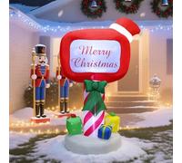 Juegoal Decorazioni natalizie gonfiabili per esterni, cassetta postale gonfiabile da 1,8 m, con luci LED integrate, lettere illuminate per Babbo Natale, per vacanze, inverno, prato, cortile