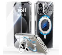 JUESHITUO Supporto Magico 360° Cover per iPhone 16 Pro con Magsafe [Protezione Militare] [Supporto Invisibile] Resistente Agli Urti e Graffi Ultra-sottile Ultra Sottile Custodia, Trasparente